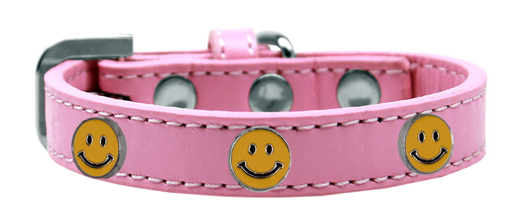 Happy Face Widget Dog Collar Light Pink Size 16